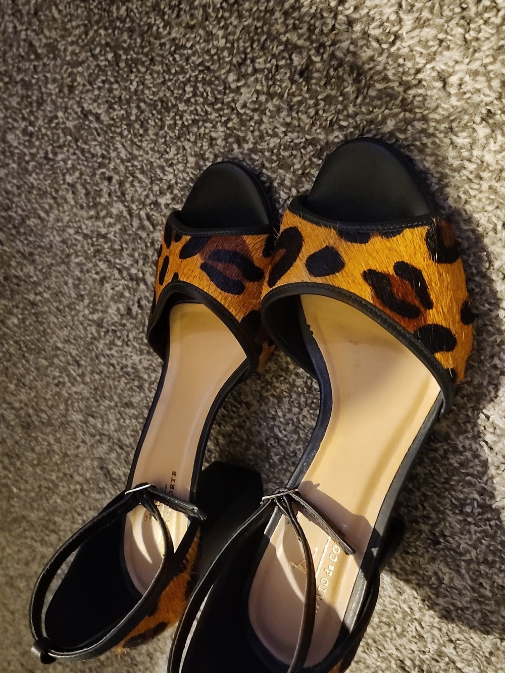 Leopard Print Open-Toe Block Heel Sandals - Black & Brown
